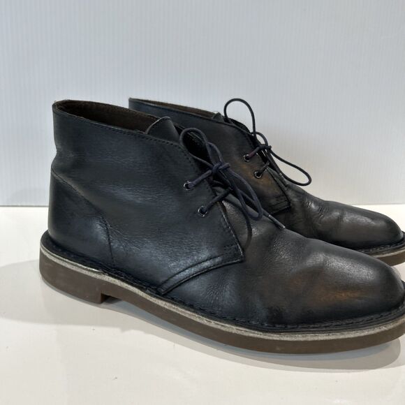 Clarks Boots Men's 10 Bushacre Two Eye Desert Chukka 15522 Blue Leather Shoes - Picture 2 of 16